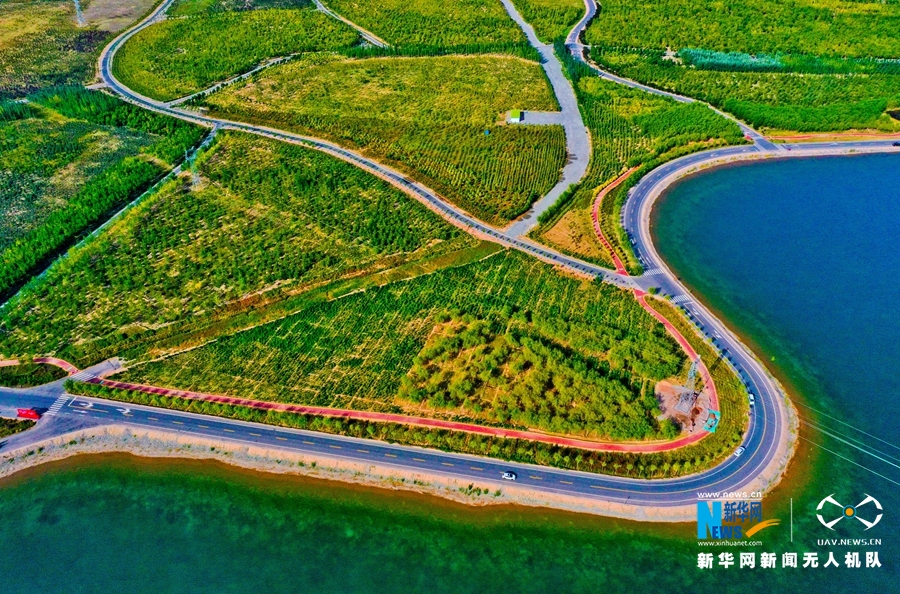 【“飛閱”中國(guó)】戈壁“氧吧”：綠意盎然 湖光如鏡