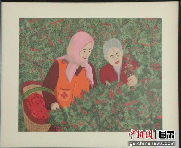 靖遠縣枸杞種植業(yè)帶動10多萬農民脫貧致富。刺繡 王明風 繡稿 胡靜