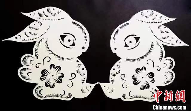 圖為甘肅“非遺人”創(chuàng)作的剪紙兔。(資料圖) 甘肅省非遺保護中心供圖