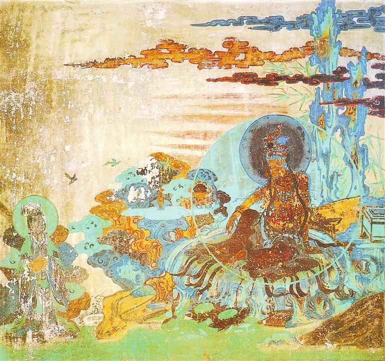 榆林窟第2窟水月觀(guān)音圖中的竹子　西夏（本版圖片均為資料圖）