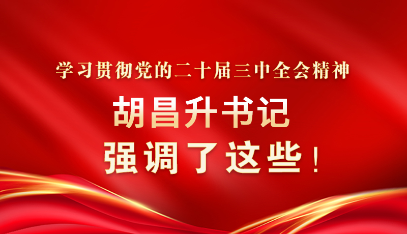 圖解|學習貫徹黨的二十屆三中全會精神 胡昌升書記強調了這些！